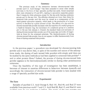 Thermodynamics of Leather Dyeing IV