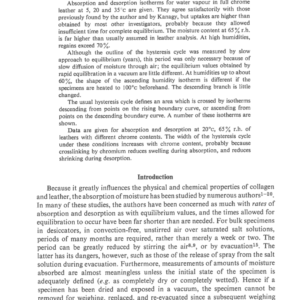 Water Vapour Absorption by Full Chrome Leather