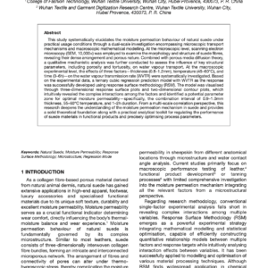 Establishment of an Evaluation Model for the Moisture Permeability of Suede