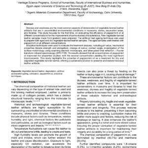 Evaluating the Efficacy of Peppermint Oil for Lubricating Dry Vegetable-Tanned Leather Artifacts