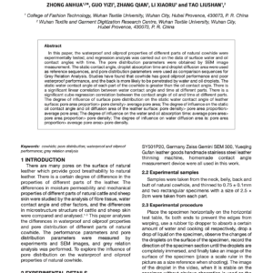 Grey Relation Analysis Between Pore Distribution and Waterproof and Oilproof Properties in Different Parts of Cowhide