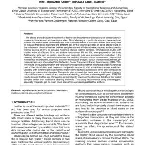 New Approach for the Cleaning of Blood Stains From Historical Leather Artifacts