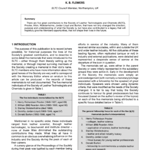 Society of Leather Technologists and Chemists’ Memorials – Who And What Are They?