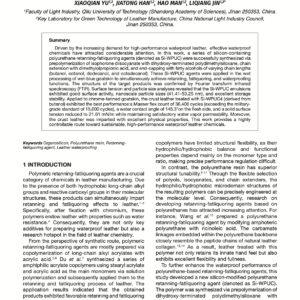 Preparation and Waterproof Performance of Silicon-Containing Polyurethane Retanning-Fatliquoring Agents