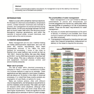 Managing Water In Leather Chemical Processes