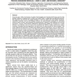 Near-Infrared Spectroscopic (NIRS) Analysis of Black Wattle (Acacia Mearnsii de Wild.) Bark Quality Parameters