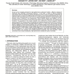 Preparation and Waterproof Performance of Silicon-Containing Polyurethane Retanning-Fatliquoring Agents